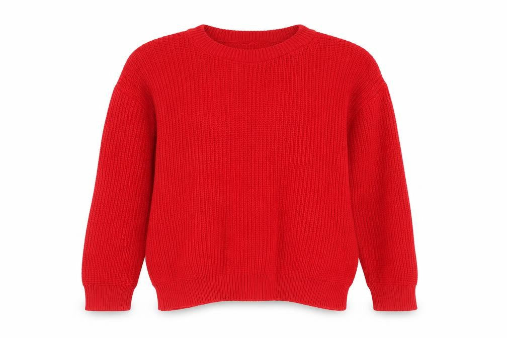 Preworn Womens Red Round Neck Acrylic Pullover Jumper Size M