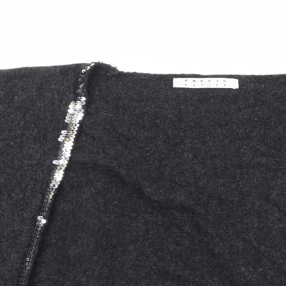 Precis Petite Womens Grey V-Neck Cotton Shrug Jumper Size S