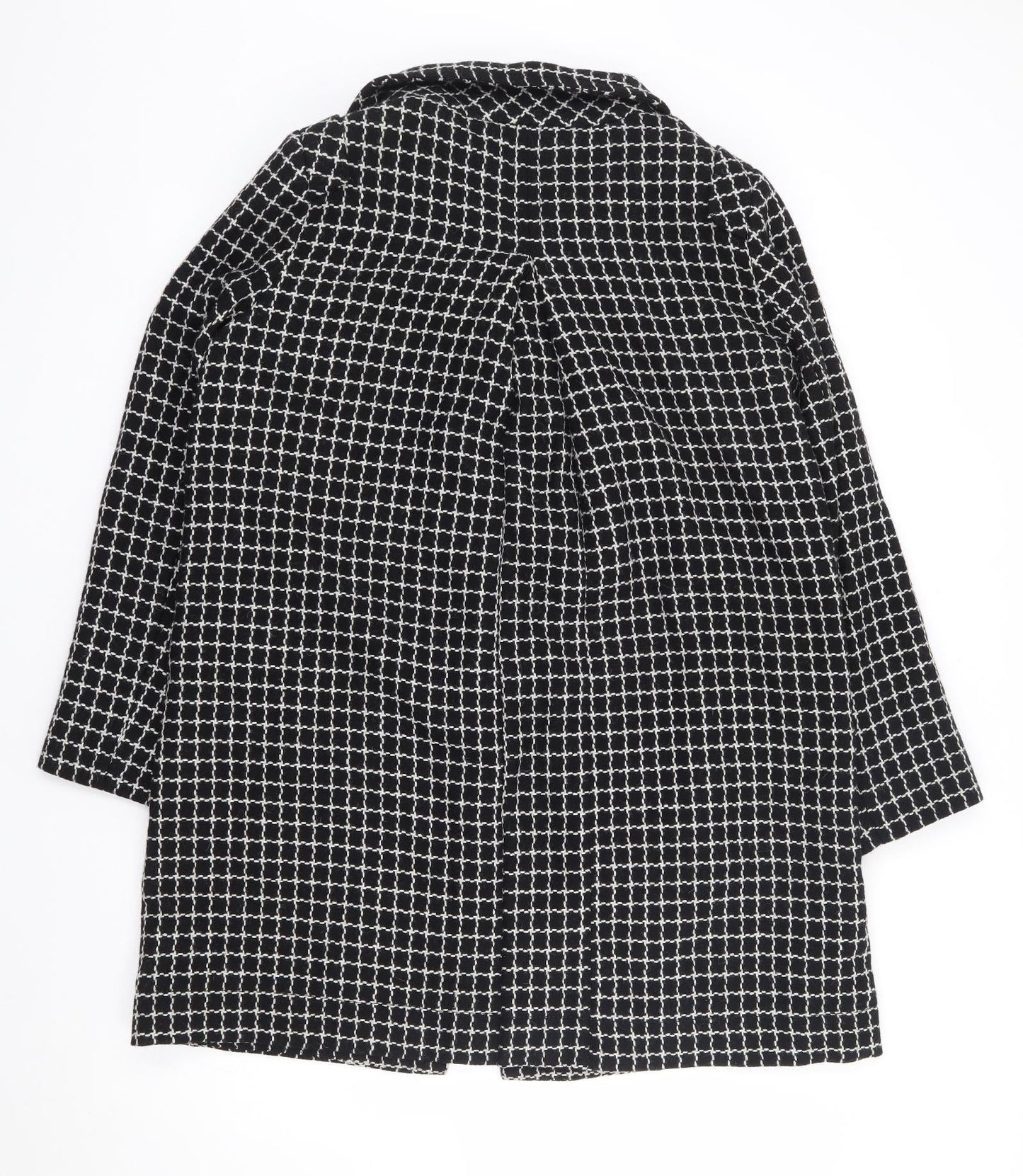 Marks and Spencer Womens Black Check Jacket Coat Size 12 Button