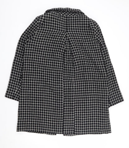 Marks & Spencer Womens Black Check Jacket Coat Size 12 Button