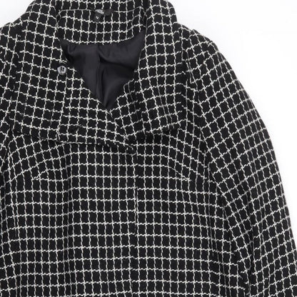 Marks & Spencer Womens Black Check Jacket Coat Size 12 Button