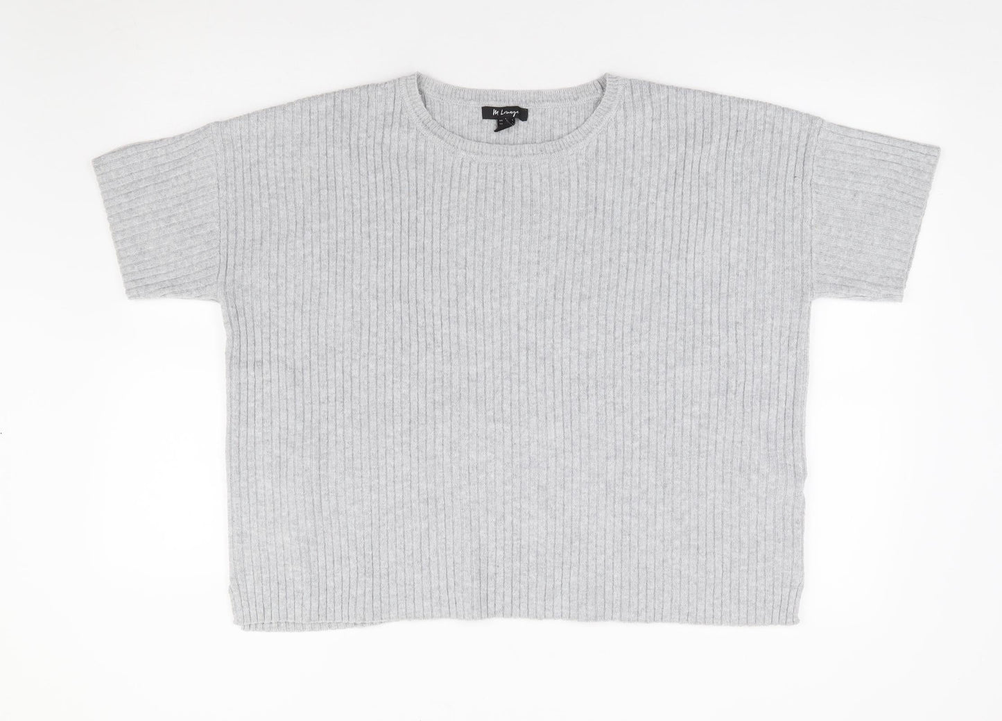 M Lounge Womens Grey Round Neck Polyester Pullover Jumper Size L