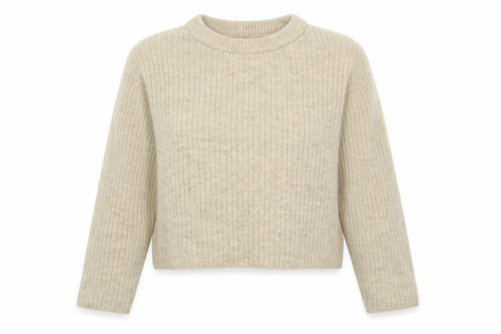 George Womens Beige Round Neck Acrylic Pullover Jumper Size 8