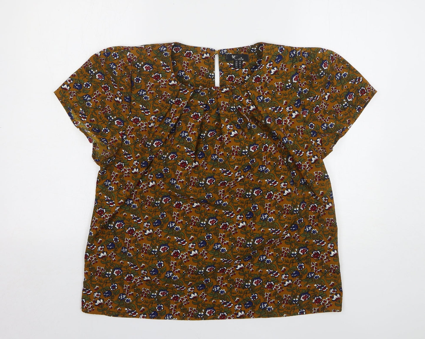 Cutie Womens Multicoloured Floral Polyester Basic Blouse Size 16 Round Neck