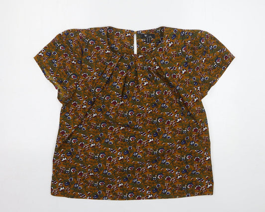Cutie Womens Multicoloured Floral Polyester Basic Blouse Size 16 Round Neck
