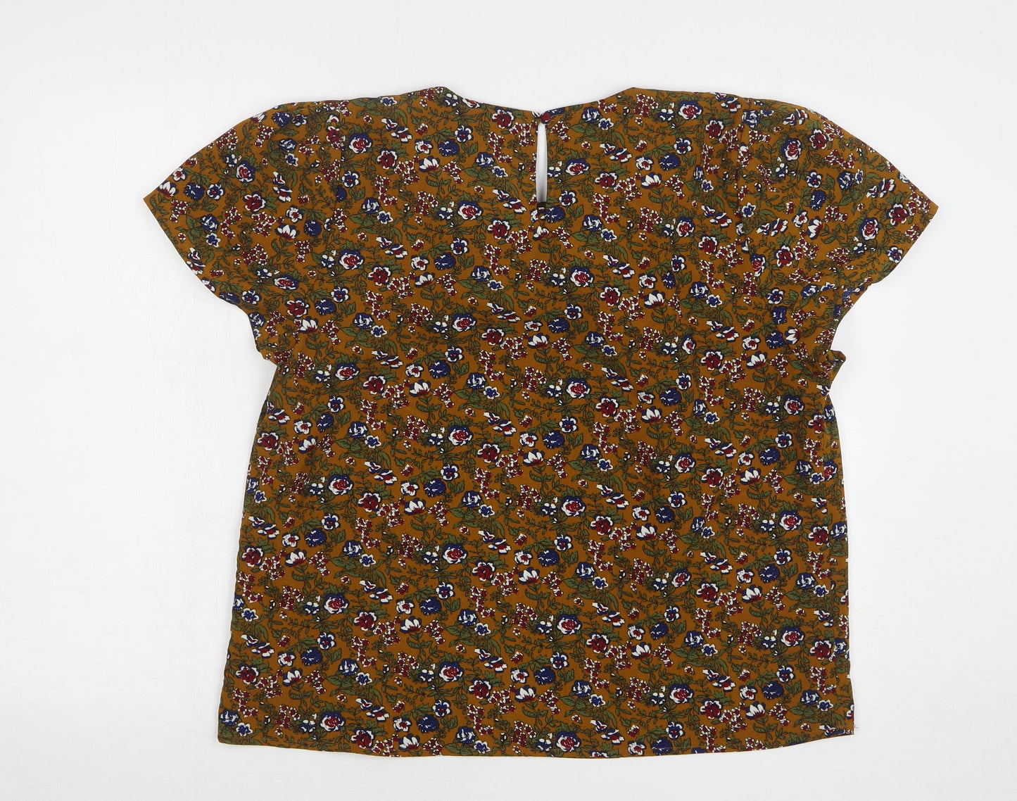 Cutie Womens Multicoloured Floral Polyester Basic Blouse Size 16 Round Neck