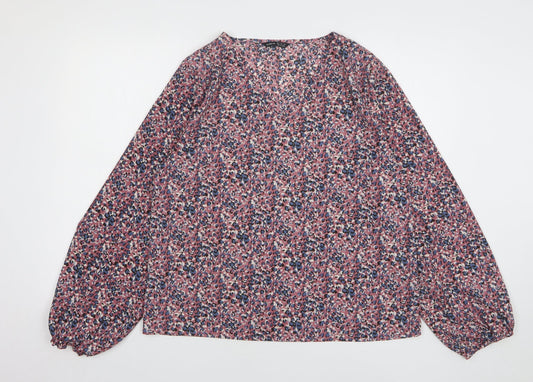 Shein Womens Pink Animal Print Polyester Basic Blouse Size 16 Round Neck