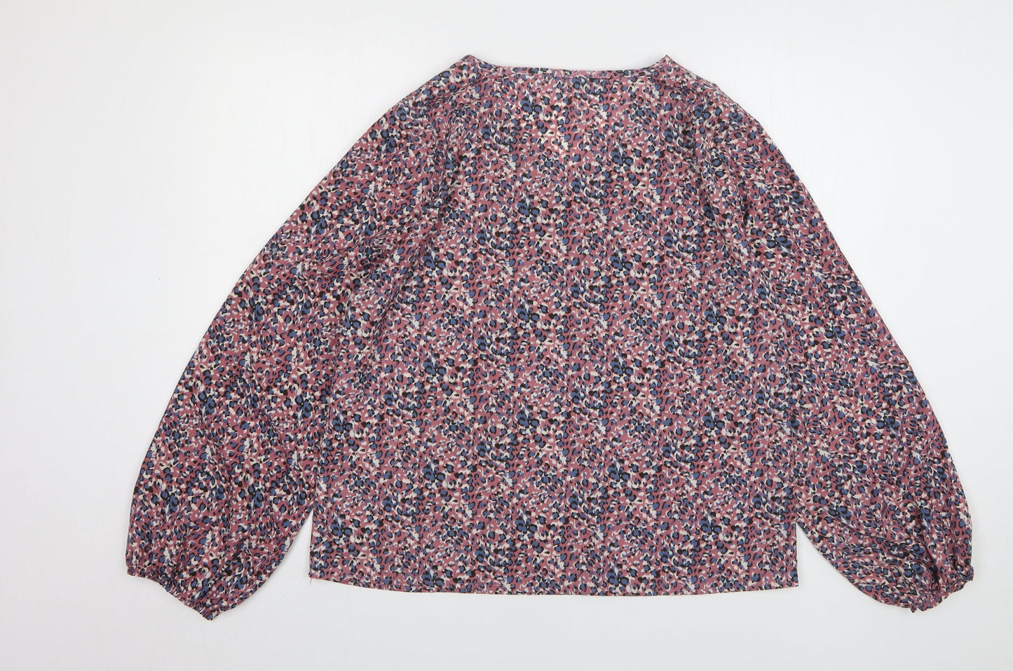 Shein Womens Pink Animal Print Polyester Basic Blouse Size 16 Round Neck