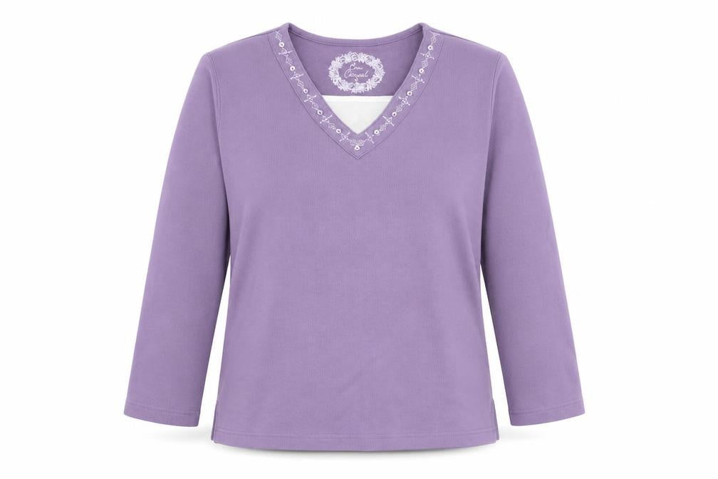 Bonmarché Womens Purple Round Neck Polyester Pullover Jumper Size S