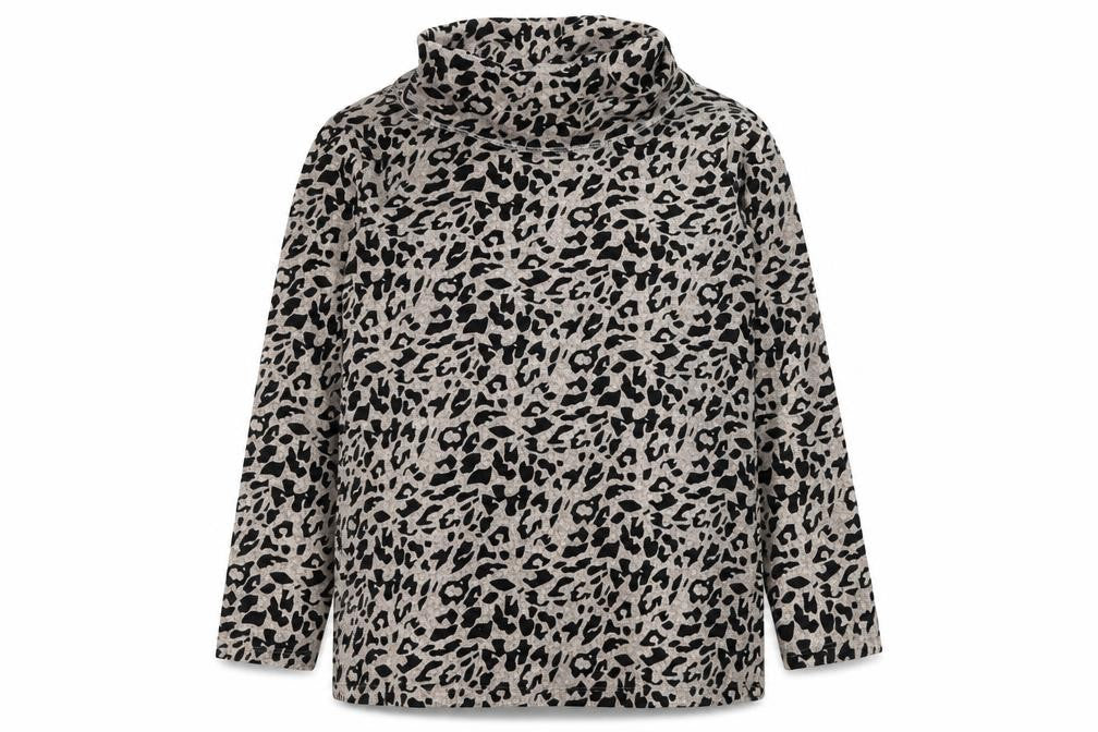 Preworn Womens Beige Roll Neck Animal Print Polyester Pullover Jumper Size L - Leopard Print