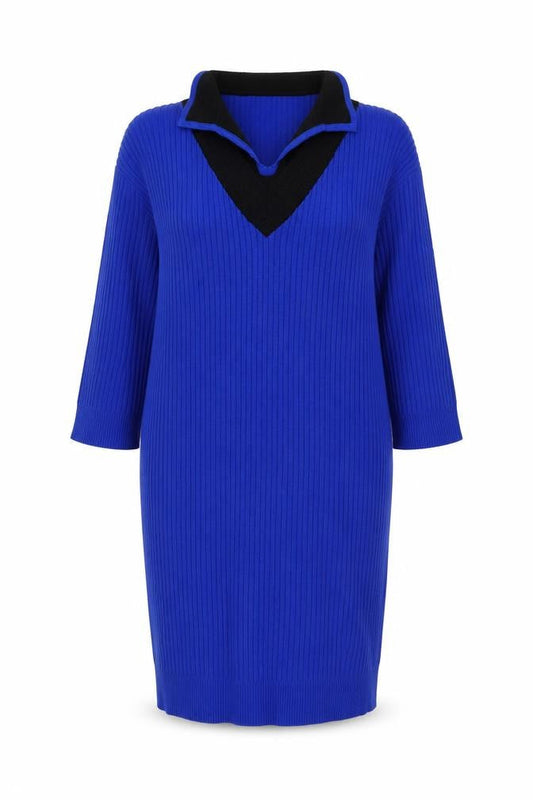 Select Womens Blue Viscose Jumper Dress Size S Collared Pullover