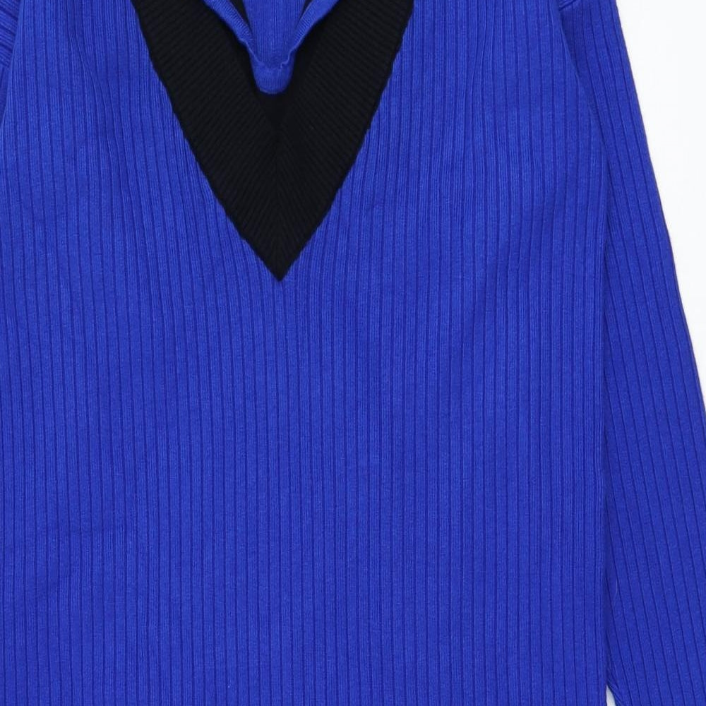 Select Womens Blue Viscose Jumper Dress Size S Collared Pullover