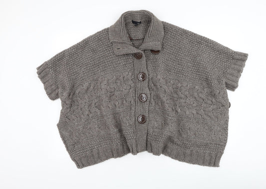 NEXT Womens Brown Collared Acrylic Cardigan Jumper Size M