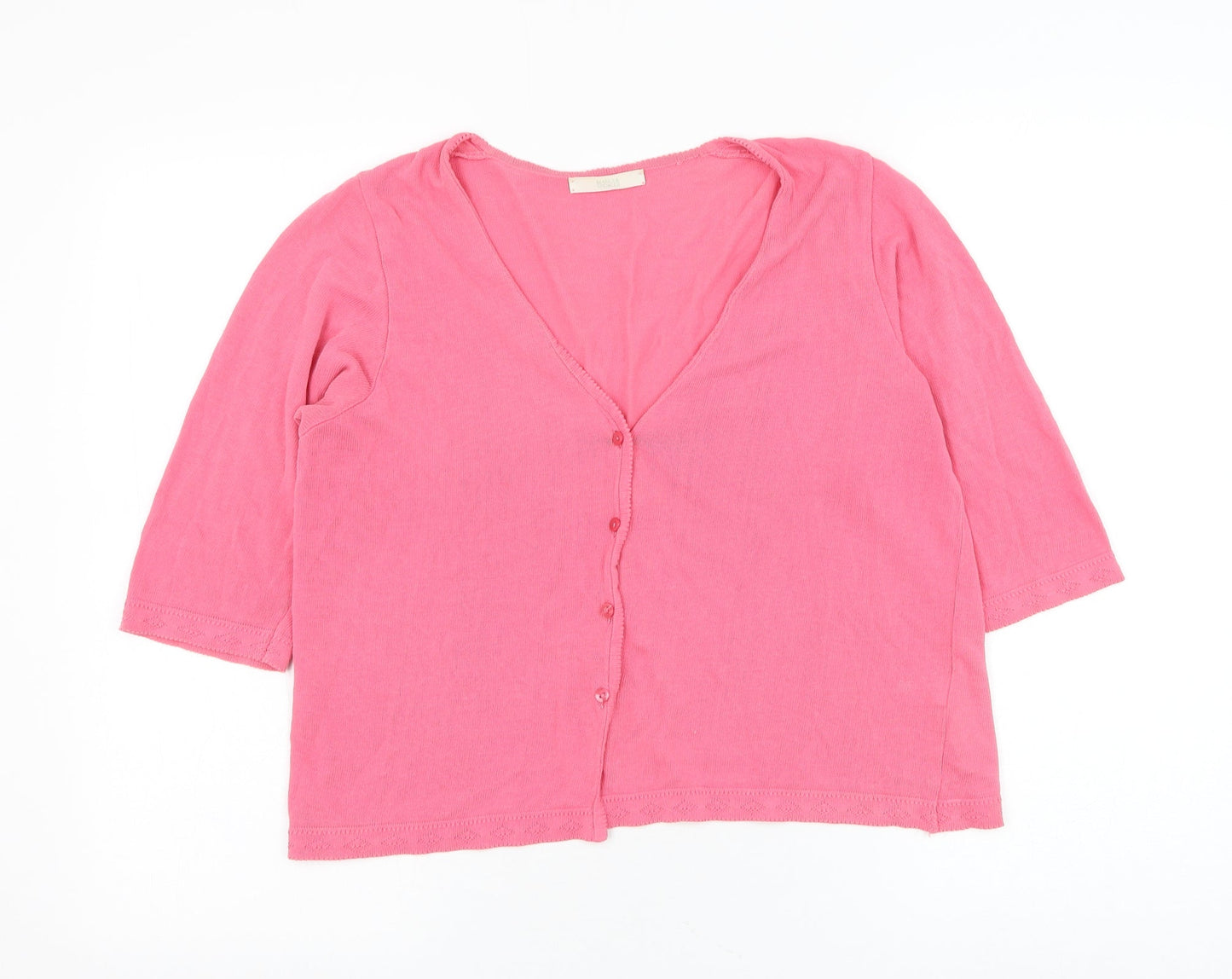 Marks and Spencer Womens Pink Round Neck Cotton Cape Jumper Size 14