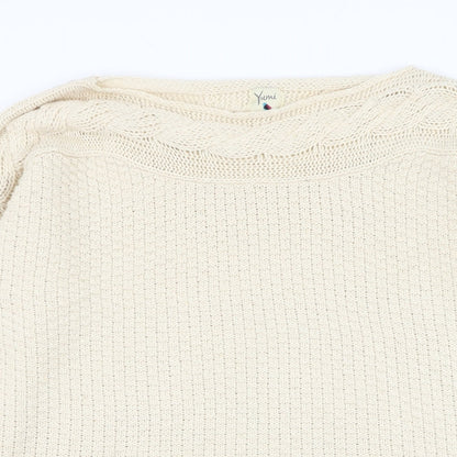 Yumi Womens Beige Round Neck Polyester Pullover Jumper Size XL
