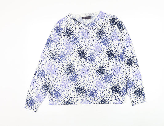 Marks and Spencer Womens White Round Neck Polka Dot Acrylic Pullover Jumper Size 12