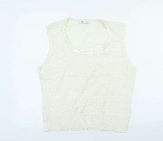 Precis Womens Ivory Scoop Neck Viscose Pullover Jumper Size L