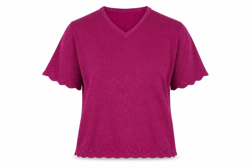 EWM Womens Pink V-Neck Acrylic Pullover Jumper Size M