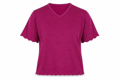 EWM Womens Pink V-Neck Acrylic Pullover Jumper Size M