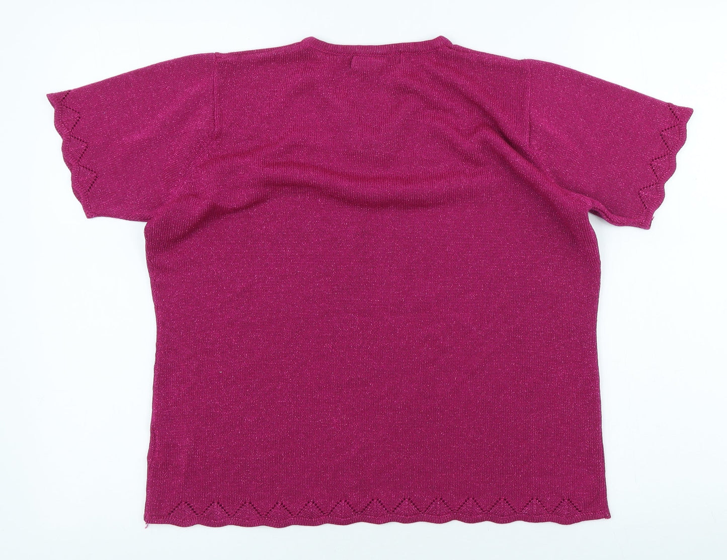 EWM Womens Pink V-Neck Acrylic Pullover Jumper Size M