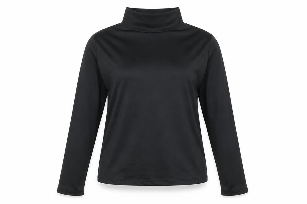 Grazia Womens Black Polyamide Basic T-Shirt Size S High Neck