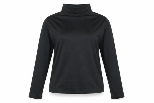 Grazia Womens Black Polyamide Basic T-Shirt Size S High Neck