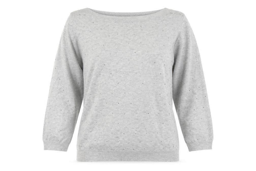 Bonmarché Womens Grey Boat Neck Viscose Pullover Jumper Size 12