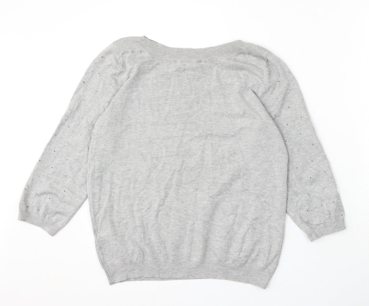 Bonmarché Womens Grey Boat Neck Viscose Pullover Jumper Size 12