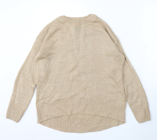 New Look Womens Beige Round Neck Acrylic Pullover Jumper Size S