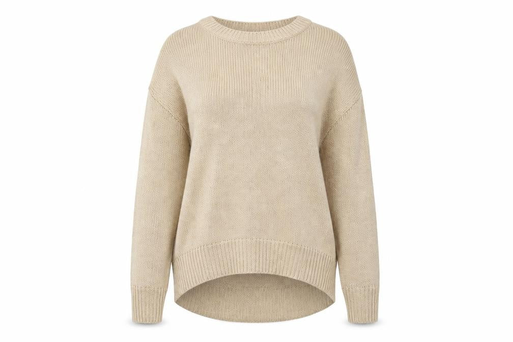 New Look Womens Beige Round Neck Acrylic Pullover Jumper Size S