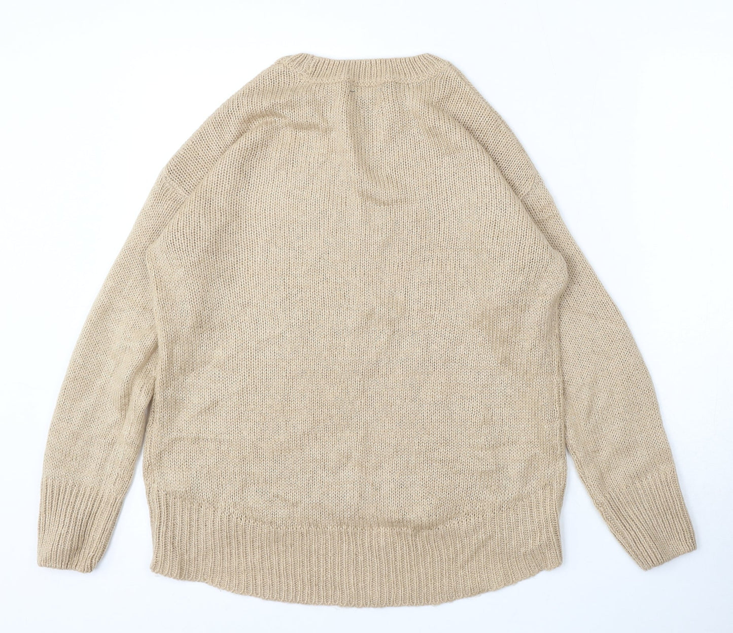New Look Womens Beige Round Neck Acrylic Pullover Jumper Size S