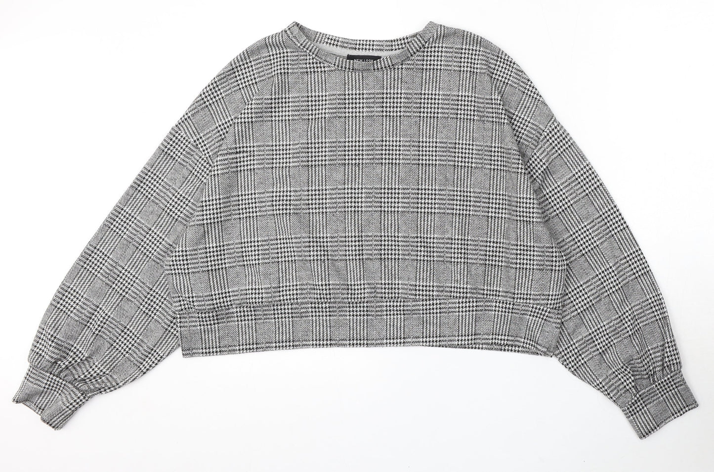 New Look Womens Grey Round Neck Geometric Polyester Pullover Jumper Size 16