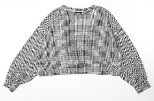 New Look Womens Grey Round Neck Geometric Polyester Pullover Jumper Size 16