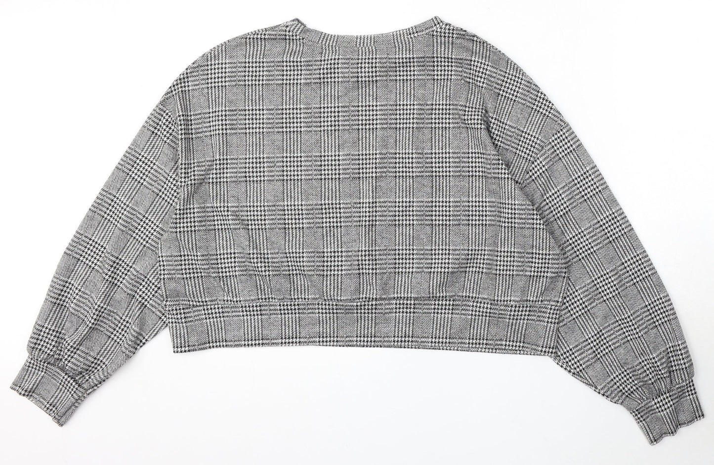 New Look Womens Grey Round Neck Geometric Polyester Pullover Jumper Size 16