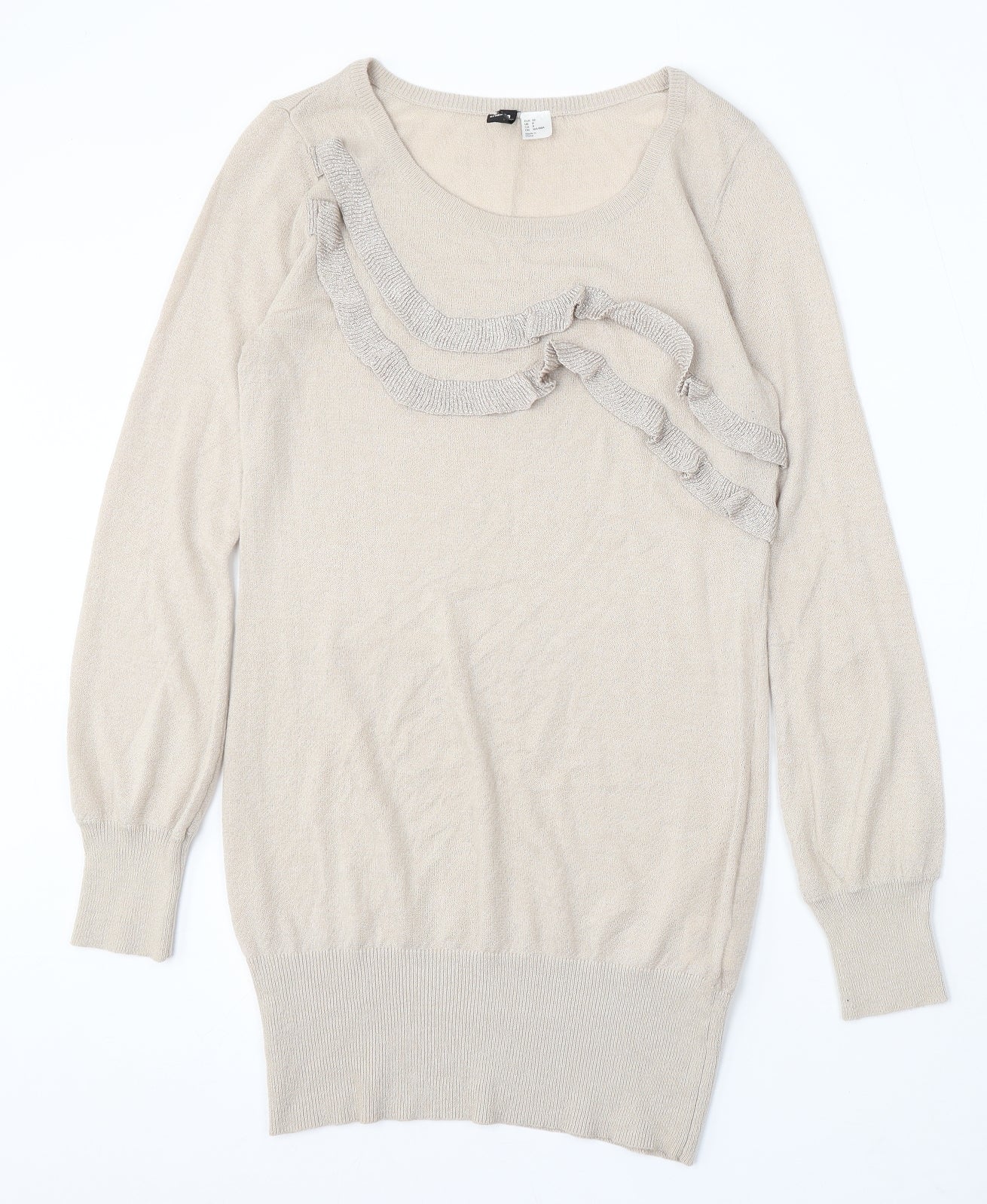 Divided by H&M Womens Beige Round Neck Acrylic Pullover Jumper Size 10
