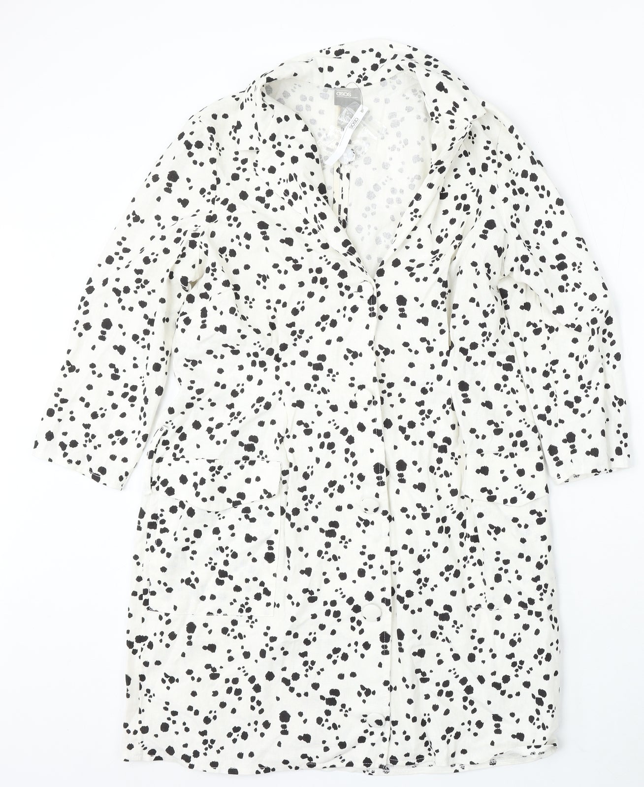 ASOS Womens White Animal Print Jacket Coat Size 12