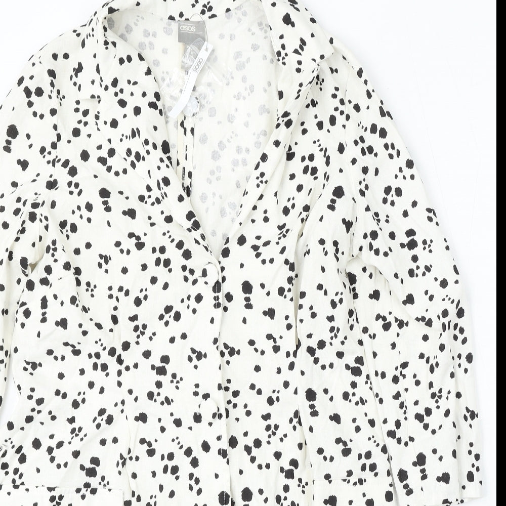 ASOS Womens White Animal Print Jacket Coat Size 12