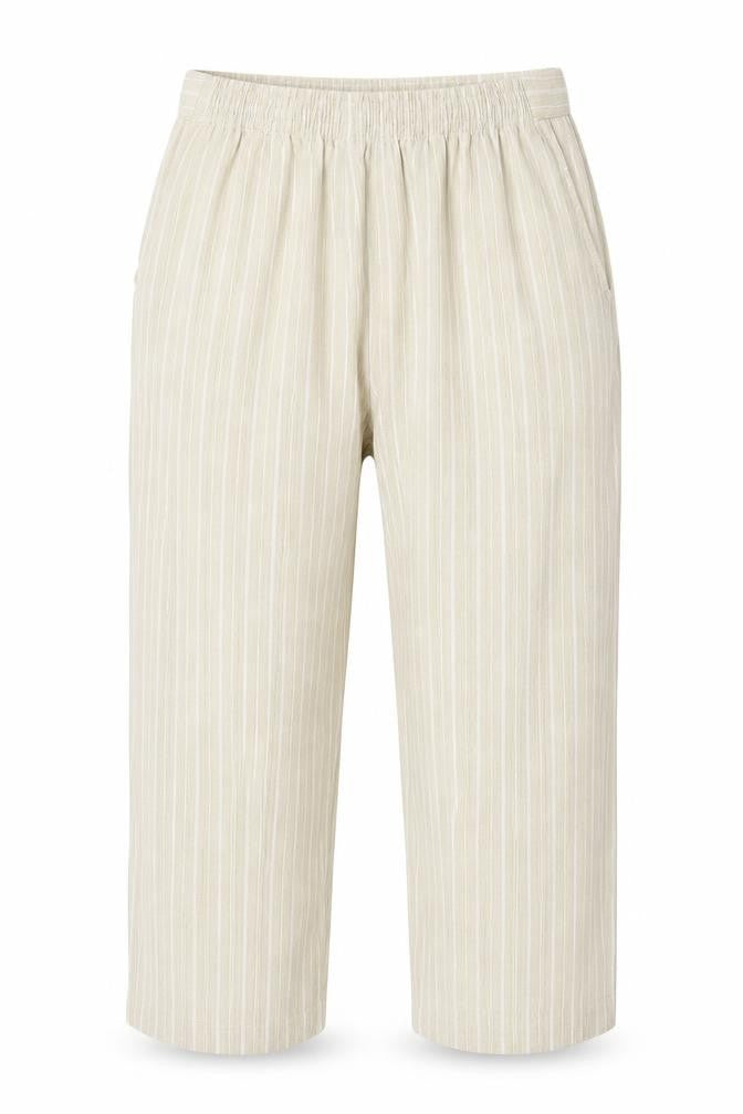 Pinns Womens Beige Striped Polyester Trousers Size 32 L20 in Regular