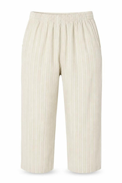 Pinns Womens Beige Striped Polyester Trousers Size 32 L20 in Regular