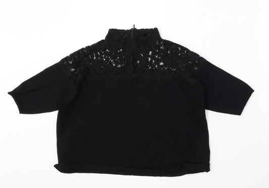 Topshop Womens Black Round Neck Polyamide Pullover Jumper Size 8