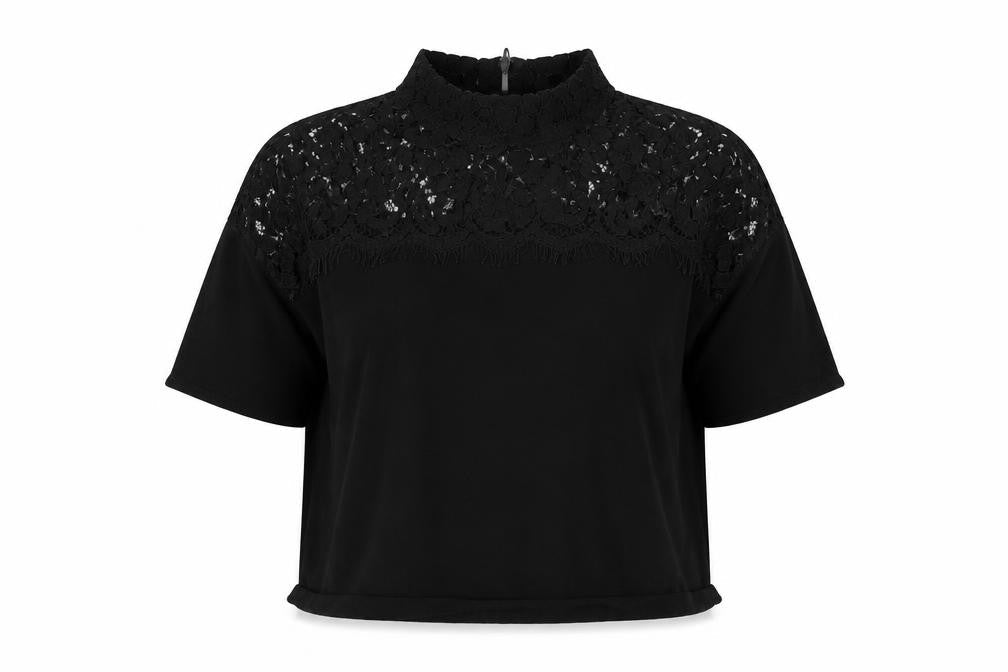 Topshop Womens Black Round Neck Polyamide Pullover Jumper Size 8