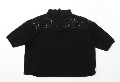 Topshop Womens Black Round Neck Polyamide Pullover Jumper Size 8