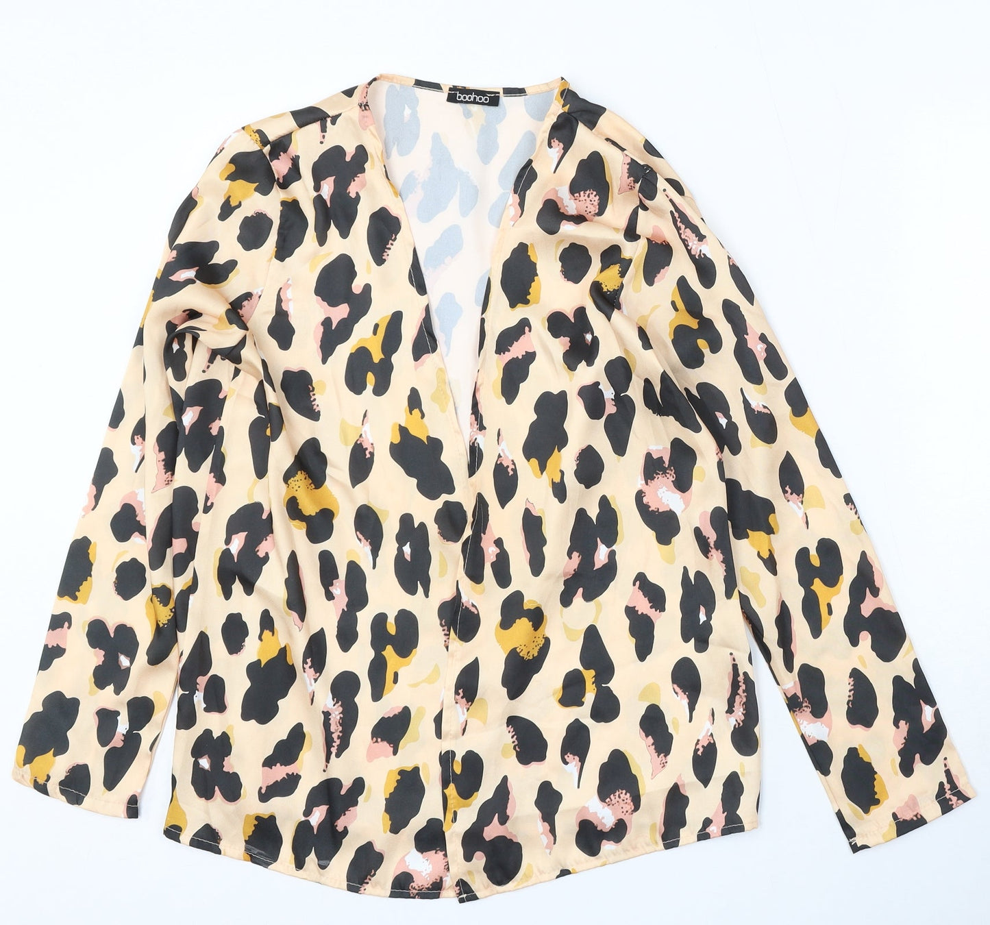 Boohoo Womens Multicoloured V-Neck Animal Print Polyester Cardigan Jumper Size S
