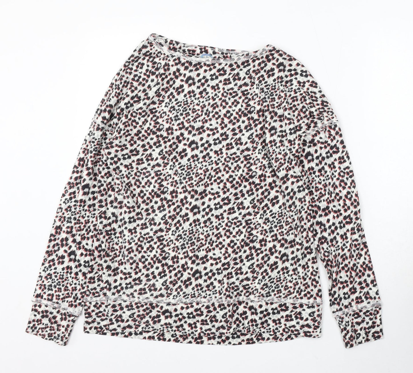NEXT Womens White Round Neck Animal Print Cotton Pullover Jumper Size 14