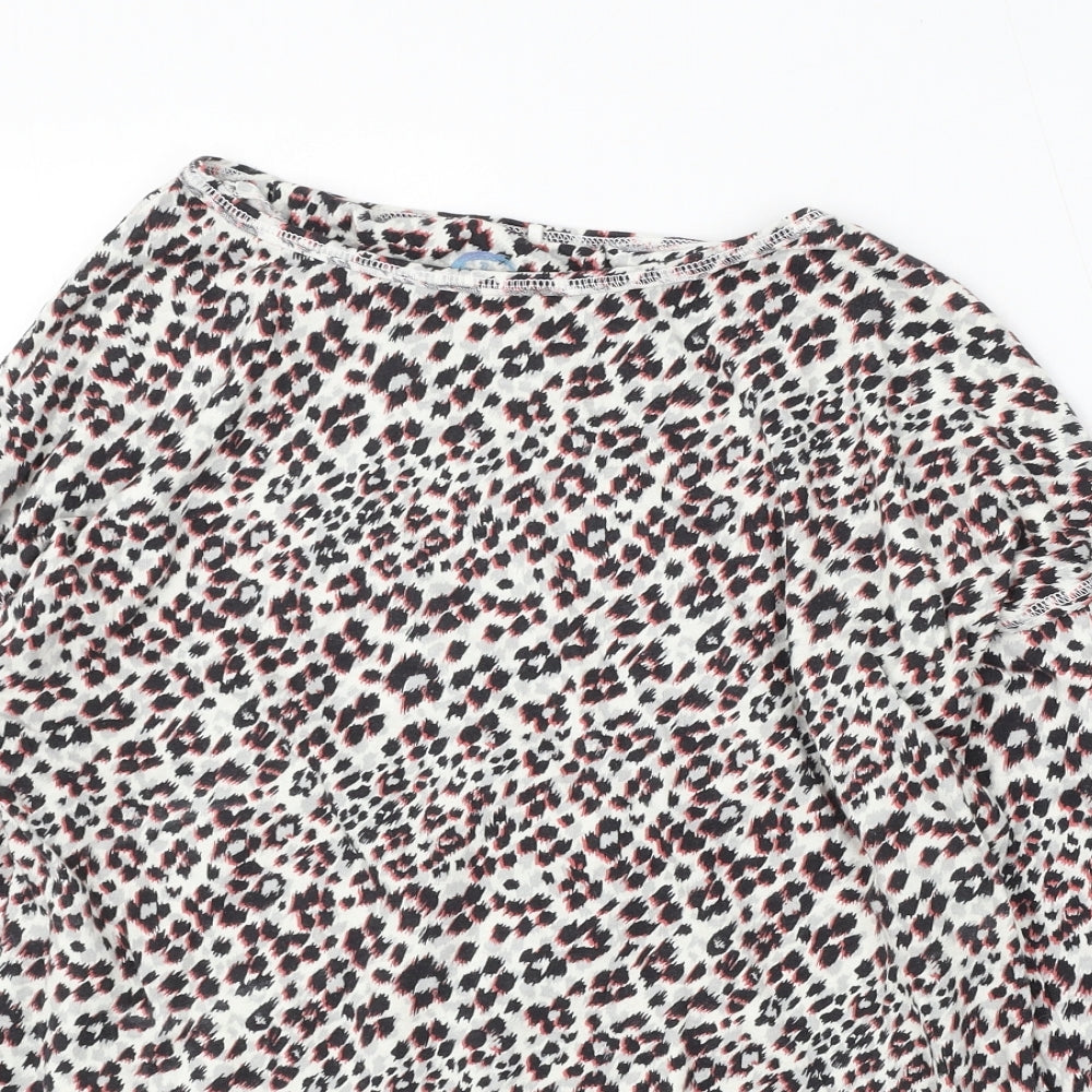 NEXT Womens White Round Neck Animal Print Cotton Pullover Jumper Size 14