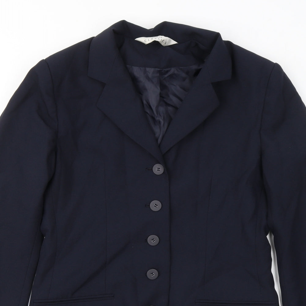 Modern Classics Womens Blue Jacket Blazer Size 10 Button