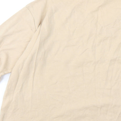 Deanes Womens Beige Cotton Basic T-Shirt Size 16 V-Neck