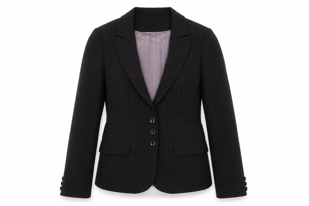 George Womens Black Striped Jacket Blazer Size 10 Button
