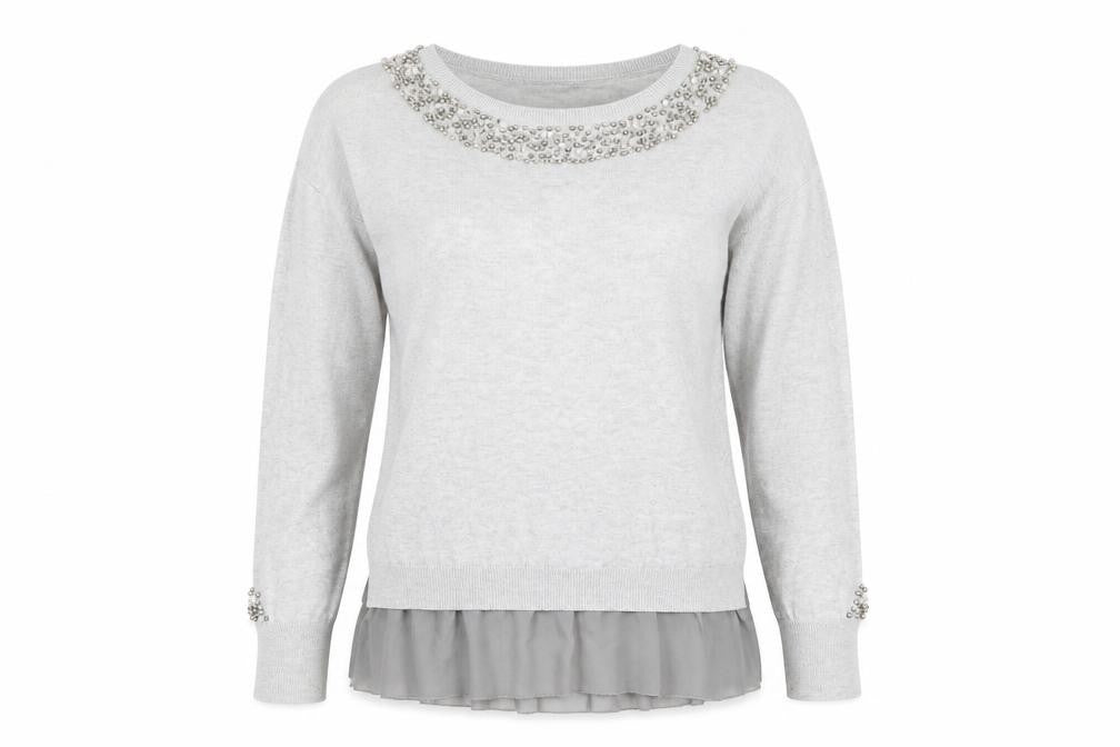 NEXT Womens Grey Round Neck Cotton Pullover Jumper Size 8
