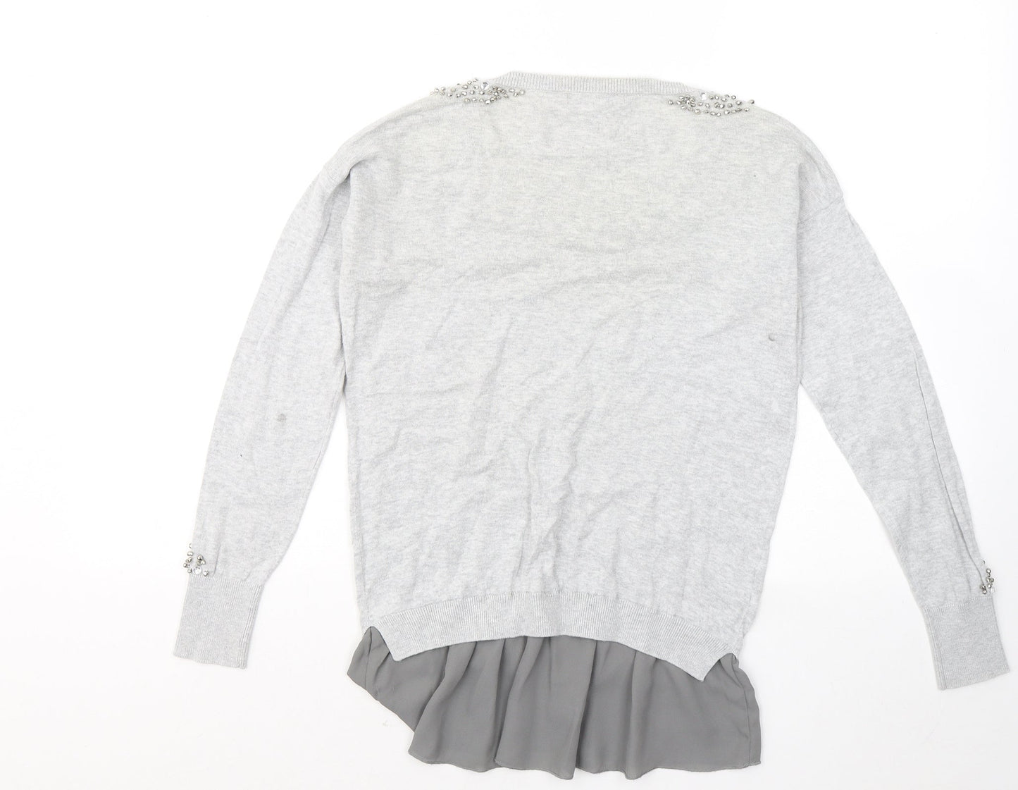 NEXT Womens Grey Round Neck Cotton Pullover Jumper Size 8